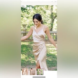 Revelry Rory champagne gold 703 bridesmaid dress